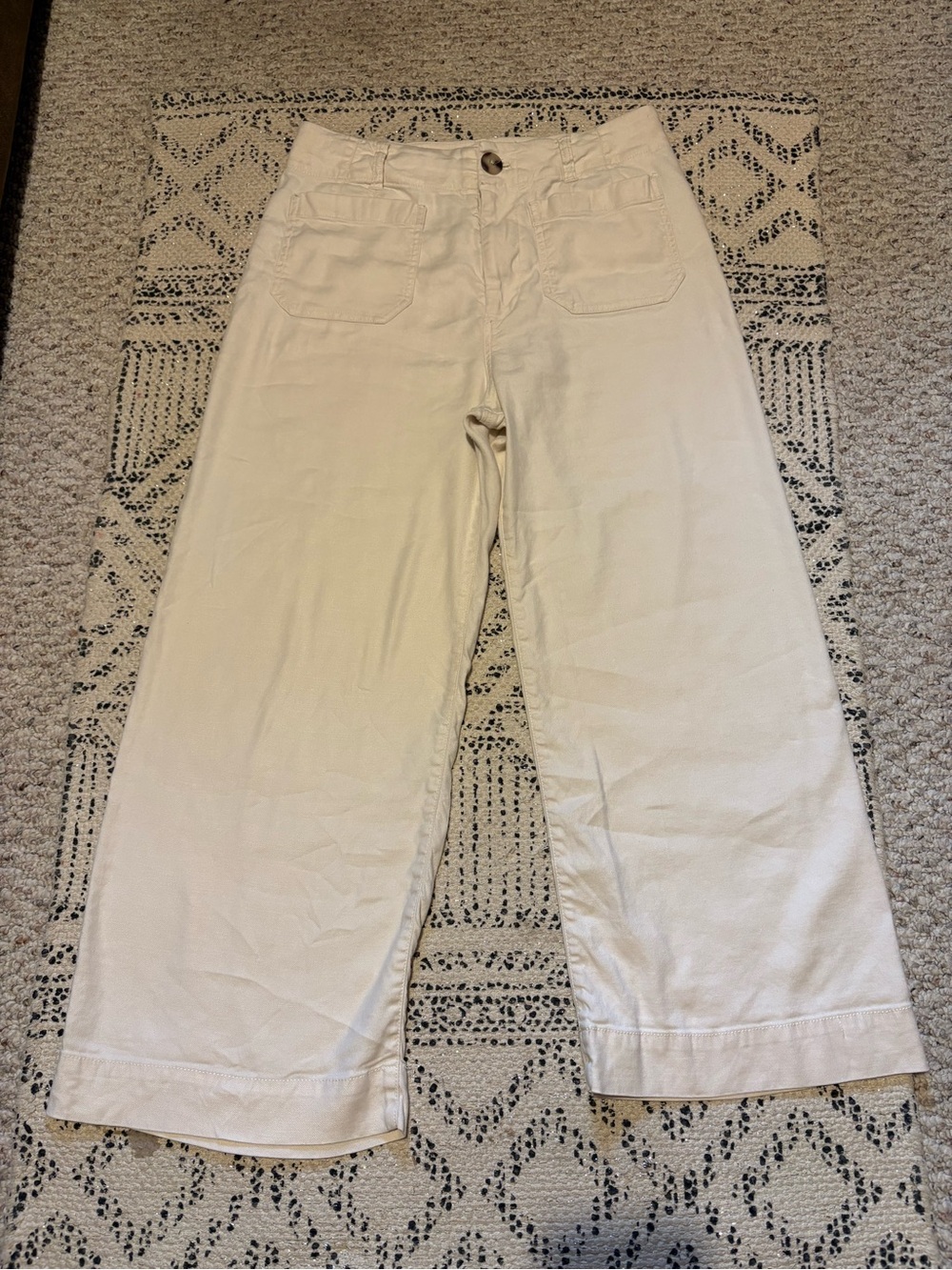 Anthropologie Maeve Colette Wide-Leg High-Rise Cropped Pants in Cream - Picture 4 of 7